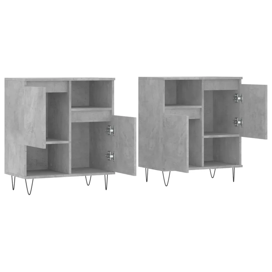 Buffets 2 pcs gris béton bois d'ingénierie - 4