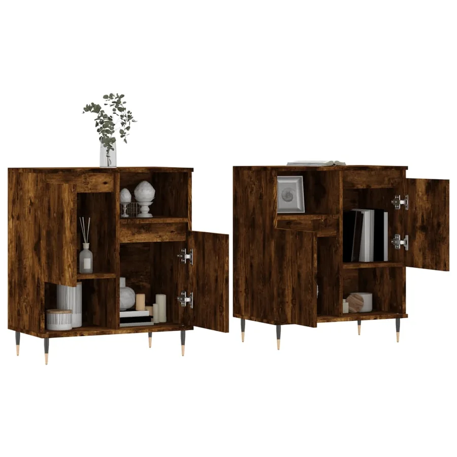 Buffets 2 pcs chêne fumé bois d'ingénierie - 3