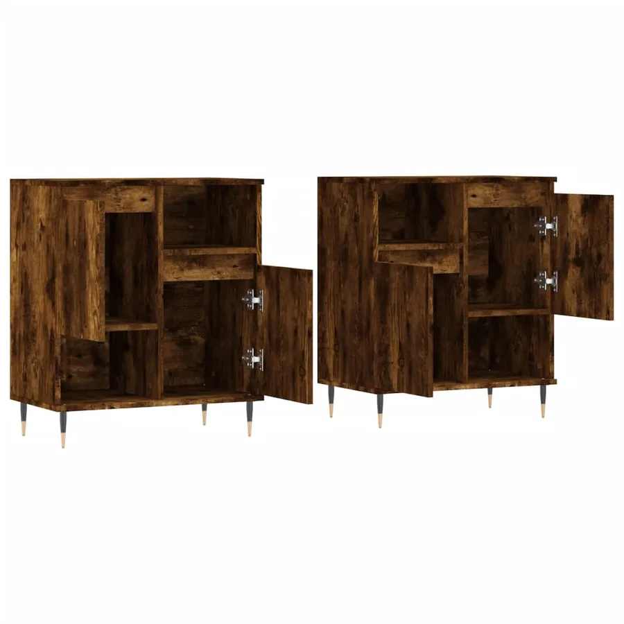 Buffets 2 pcs chêne fumé bois d'ingénierie - 4