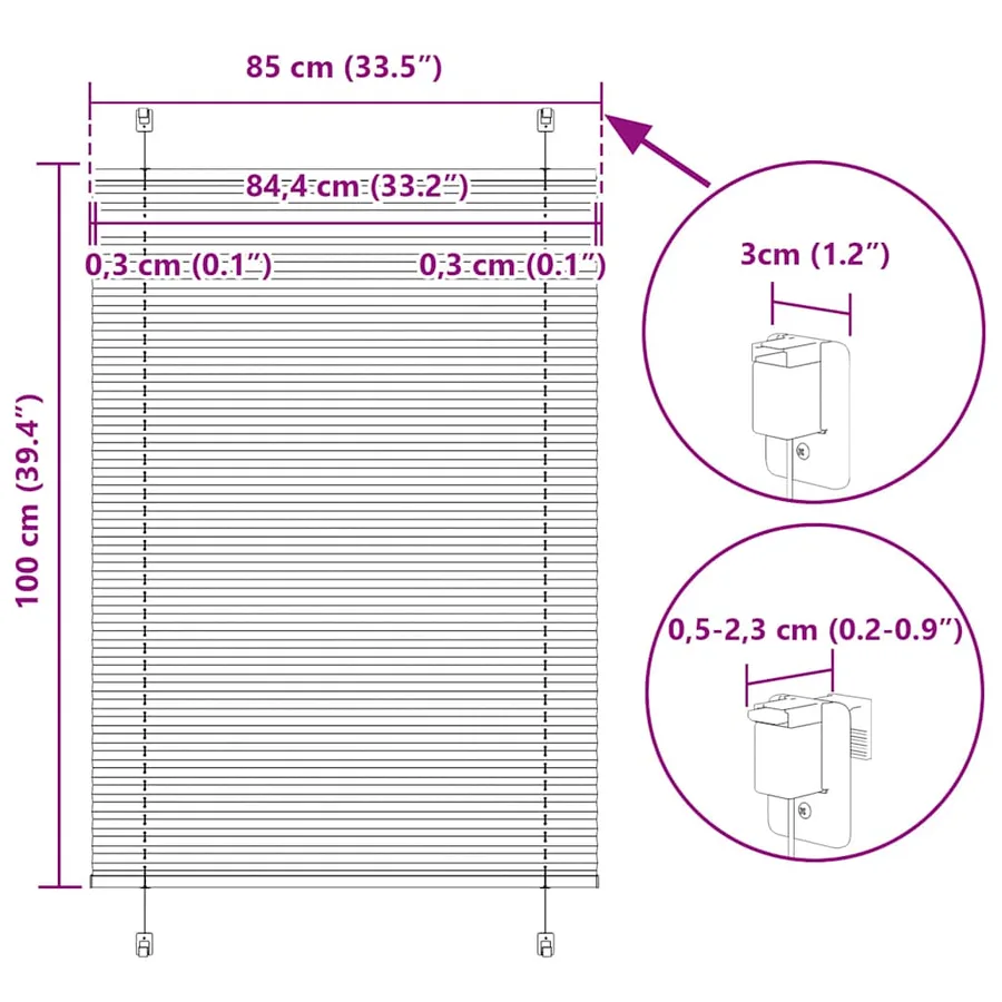 Store plissé crème 85x100 cm largeur du tissu 84,4 cm polyester - 14