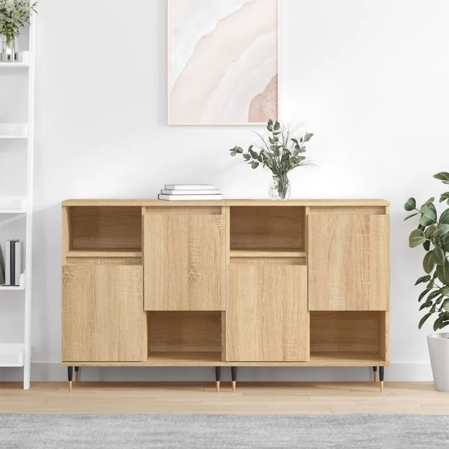 Buffets 2 pcs chêne sonoma bois d'ingénierie