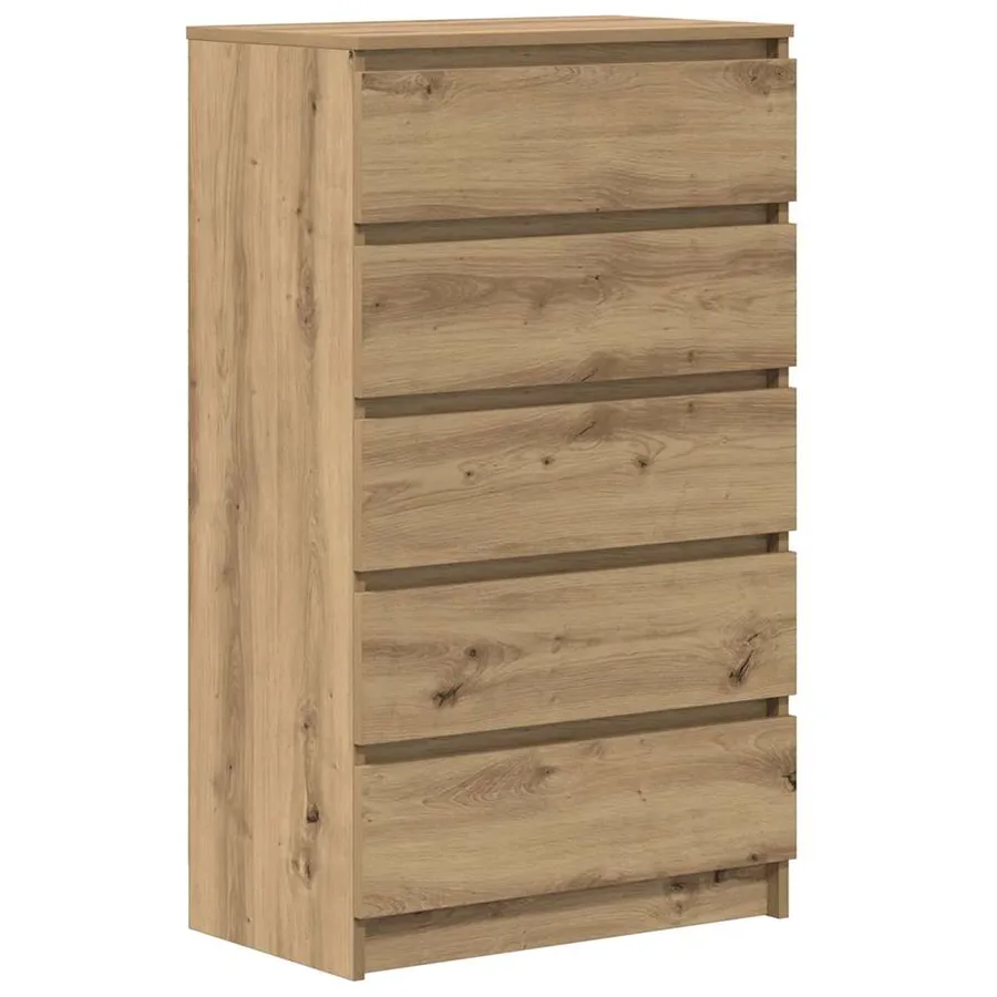 Commode chêne artisanal 60x36x103 cm bois d'ingénierie - 2