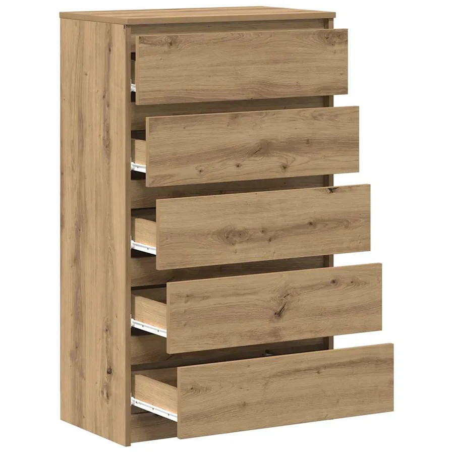 Commode chêne artisanal 60x36x103 cm bois d'ingénierie - 4