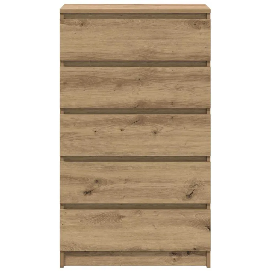 Commode chêne artisanal 60x36x103 cm bois d'ingénierie - 5