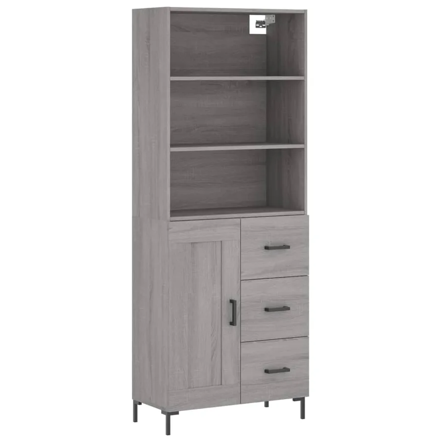 Buffet haut Sonoma gris 69,5x34x180 cm Bois d'ingénierie - 2