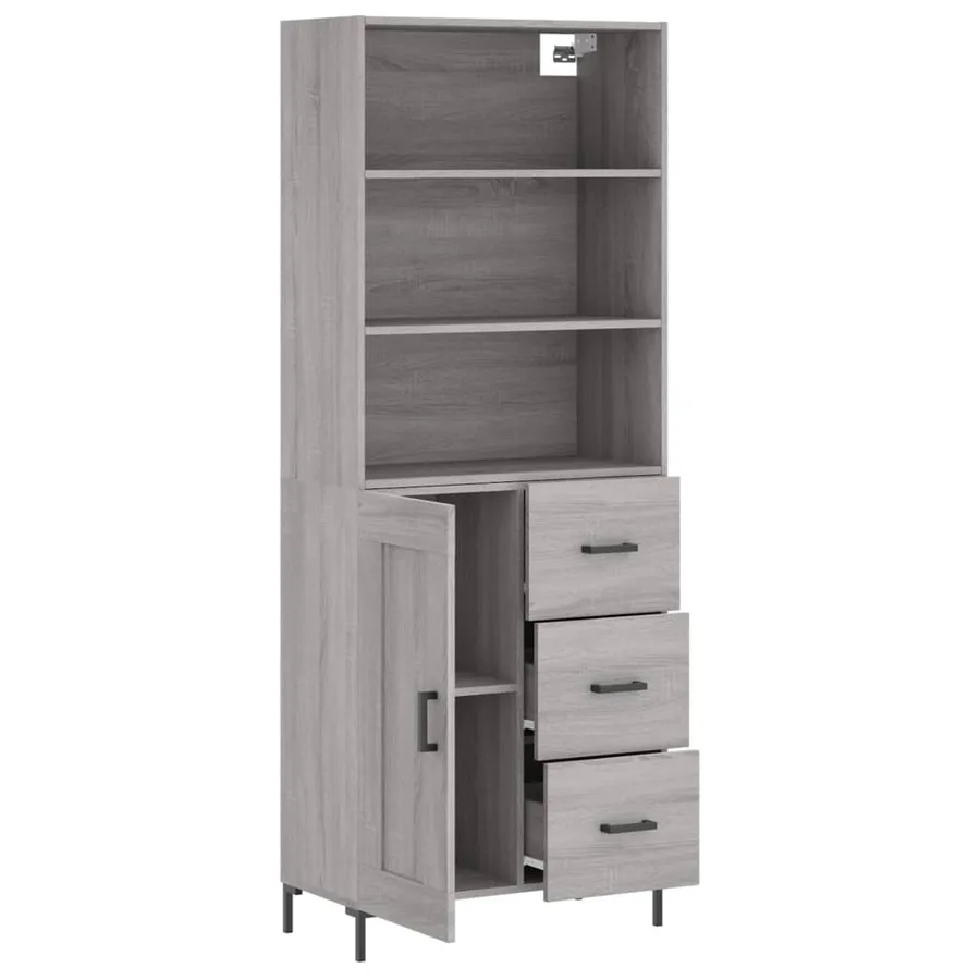 Buffet haut Sonoma gris 69,5x34x180 cm Bois d'ingénierie - 4
