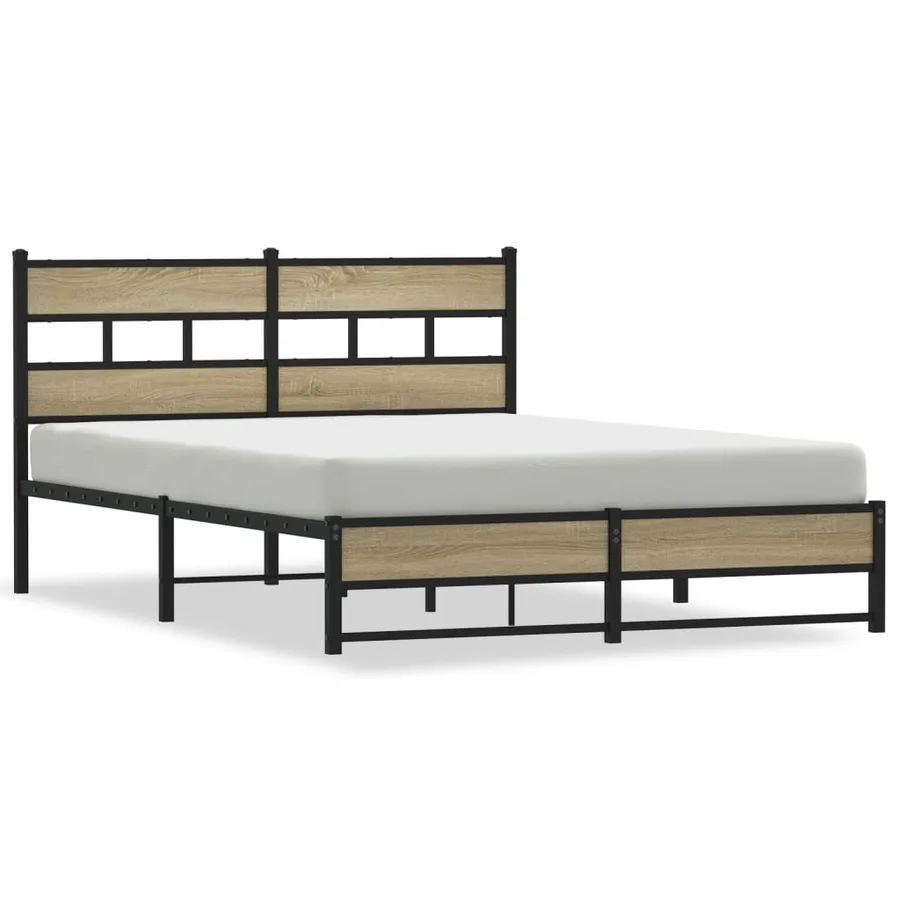 Cadre de lit en métal sans matelas chêne sonoma 140x200 cm - 2
