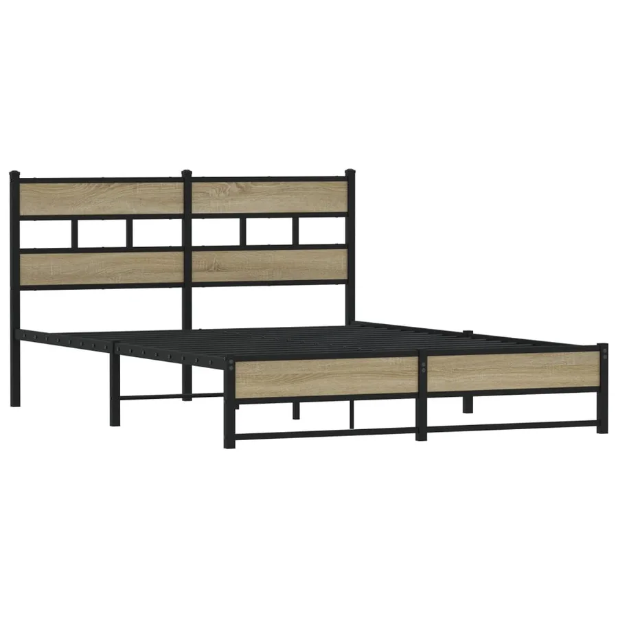 Cadre de lit en métal sans matelas chêne sonoma 140x200 cm - 3