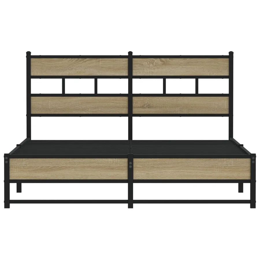 Cadre de lit en métal sans matelas chêne sonoma 140x200 cm - 4