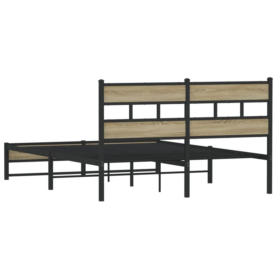Cadre de lit en métal sans matelas chêne sonoma 140x200 cm - 6