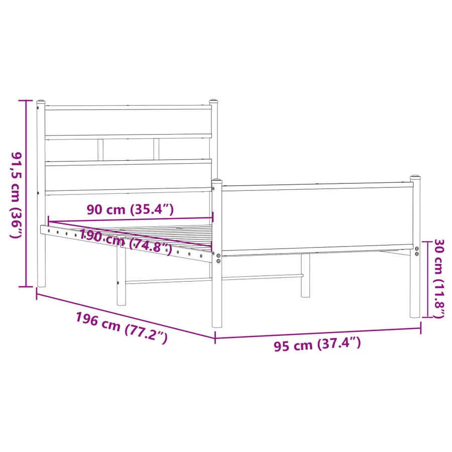 Cadre de lit sans matelas chêne marron 90x190cm bois ingénierie - 9