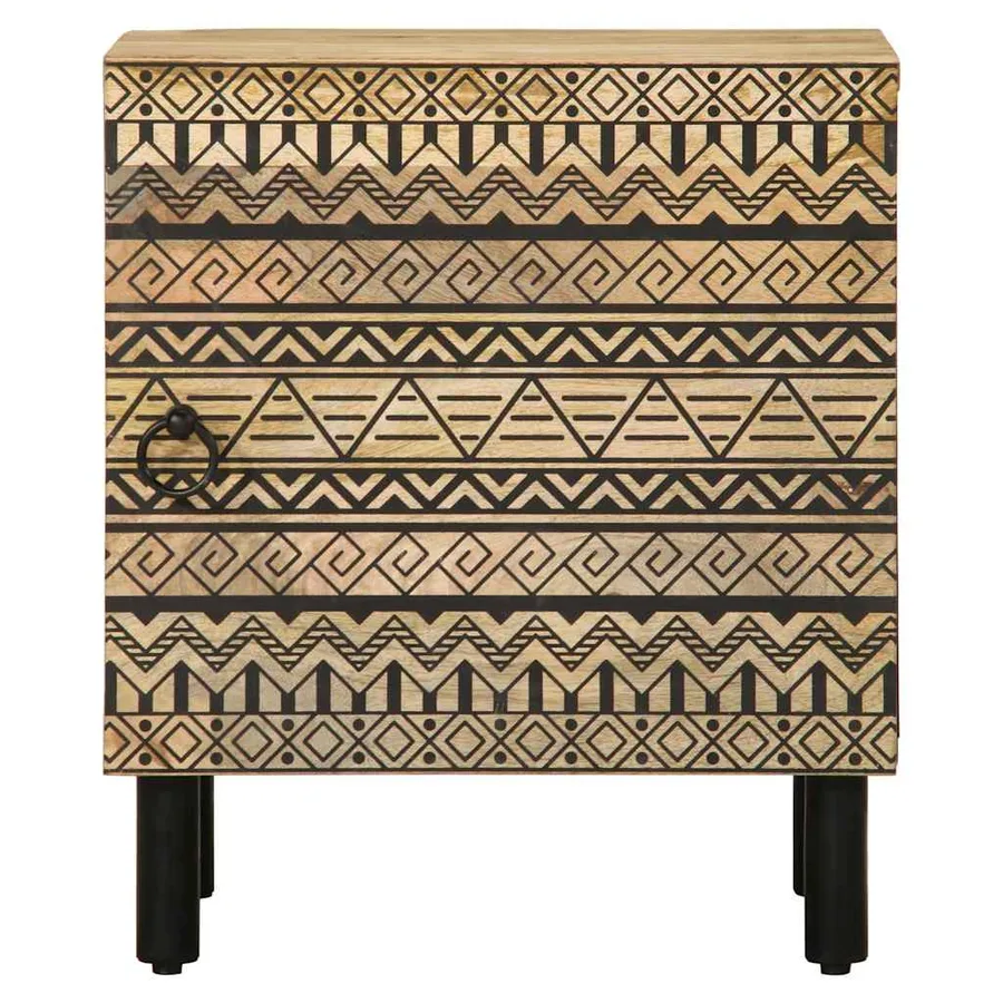 Table de chevet noir 40x33,5x46 cm bois de manguier massif brut - 3