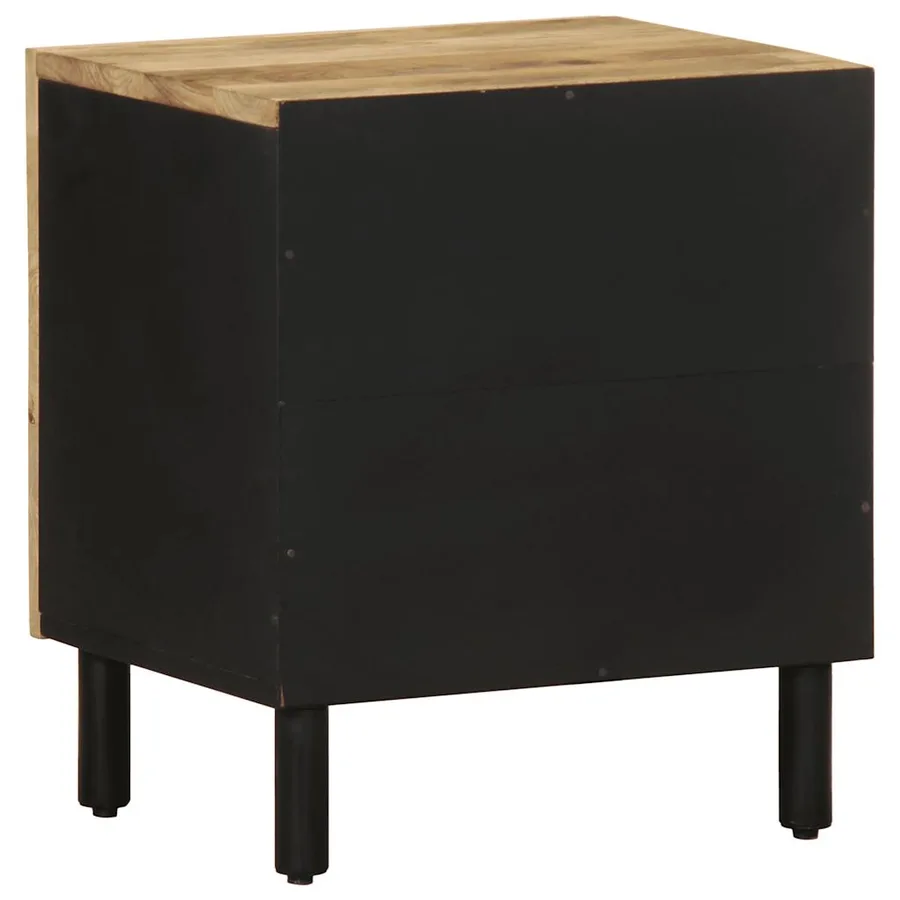 Table de chevet noir 40x33,5x46 cm bois de manguier massif brut - 5