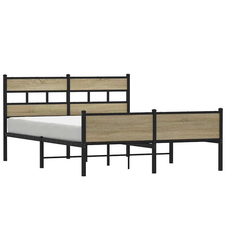 Cadre de lit en métal sans matelas chêne sonoma 160x200 cm - 2