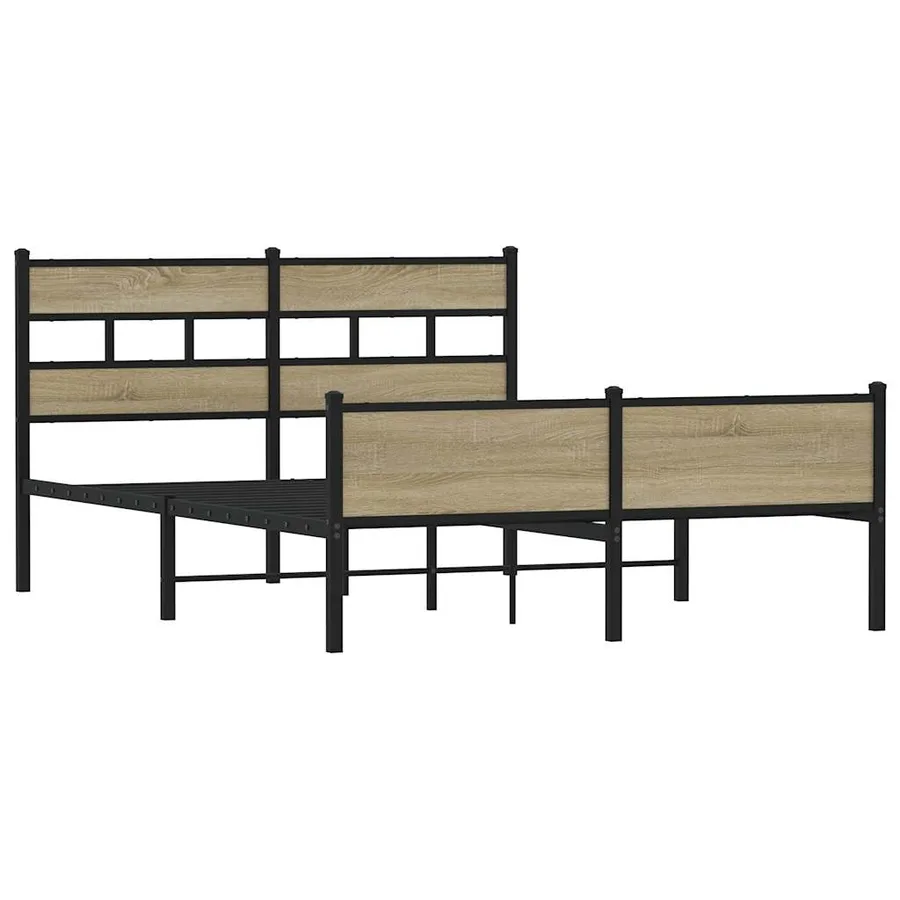Cadre de lit en métal sans matelas chêne sonoma 160x200 cm - 3