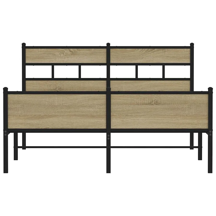Cadre de lit en métal sans matelas chêne sonoma 160x200 cm - 4