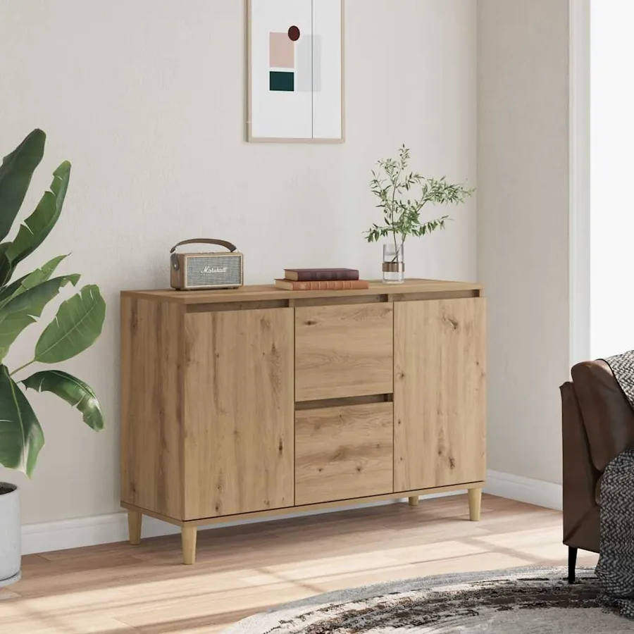 Buffet chêne artisanal 102x35x70 cm bois d'ingénierie