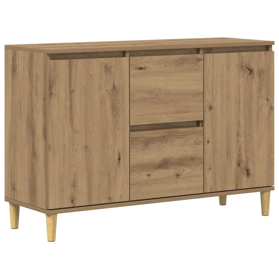 Buffet chêne artisanal 102x35x70 cm bois d'ingénierie - 2