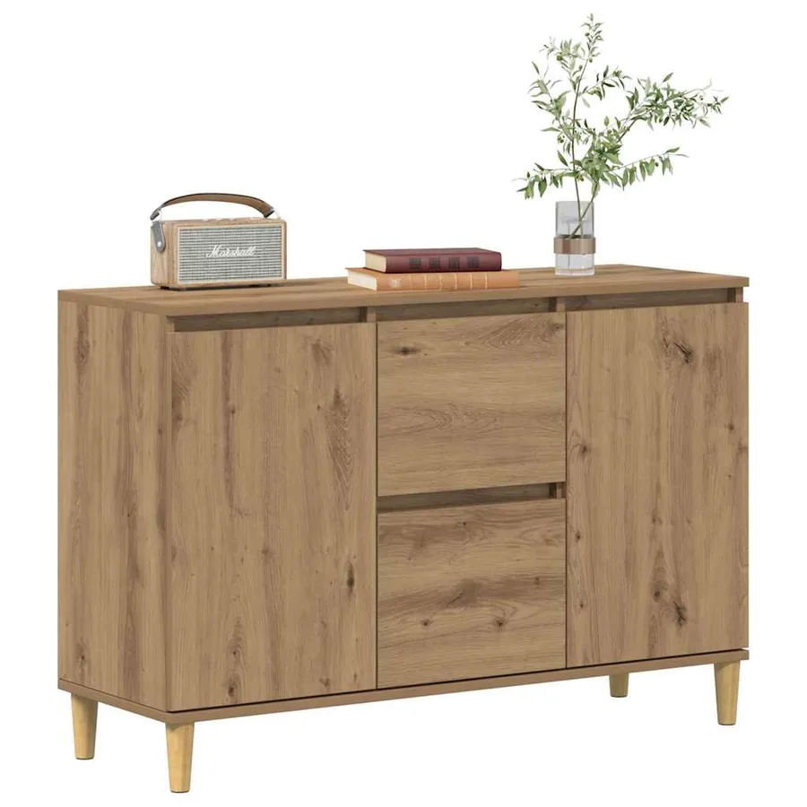 Buffet chêne artisanal 102x35x70 cm bois d'ingénierie - 3