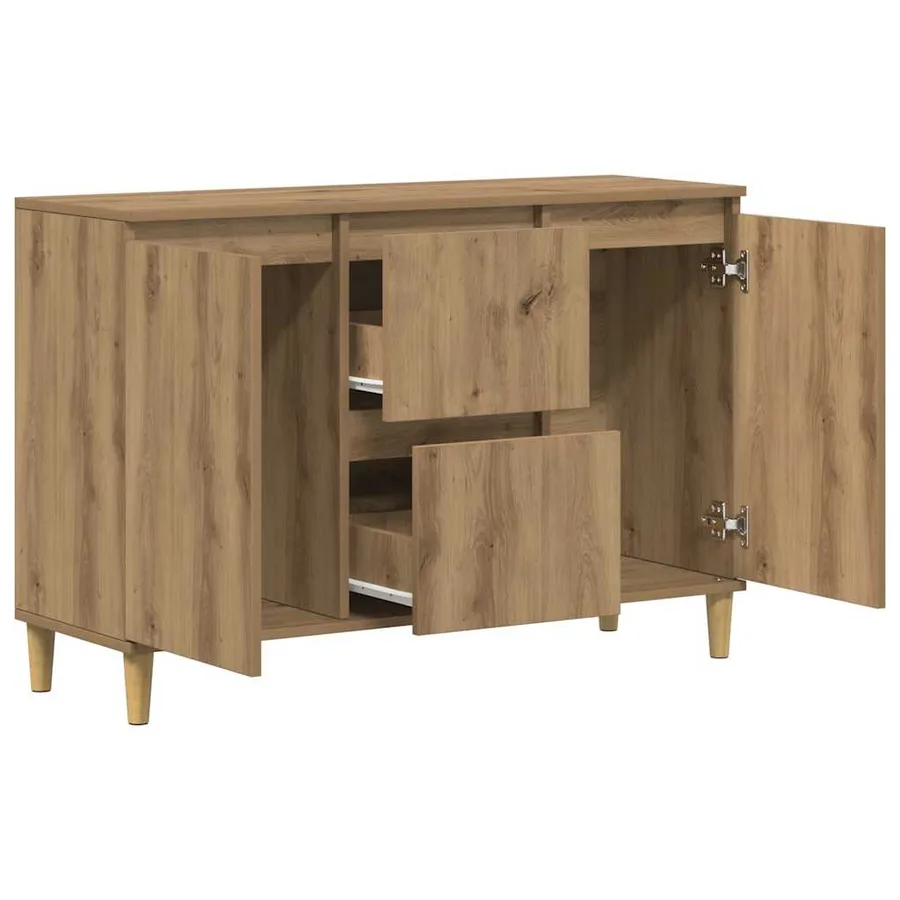 Buffet chêne artisanal 102x35x70 cm bois d'ingénierie - 5