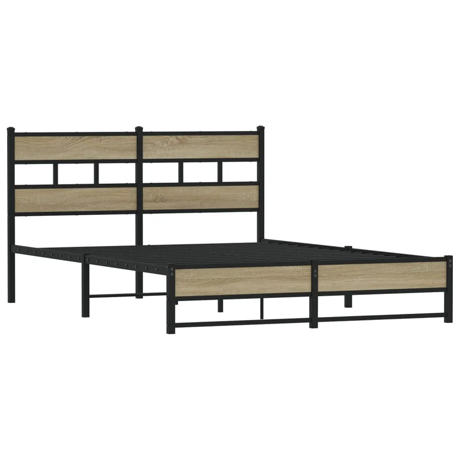 Cadre de lit en métal sans matelas chêne sonoma 135x190 cm - 3