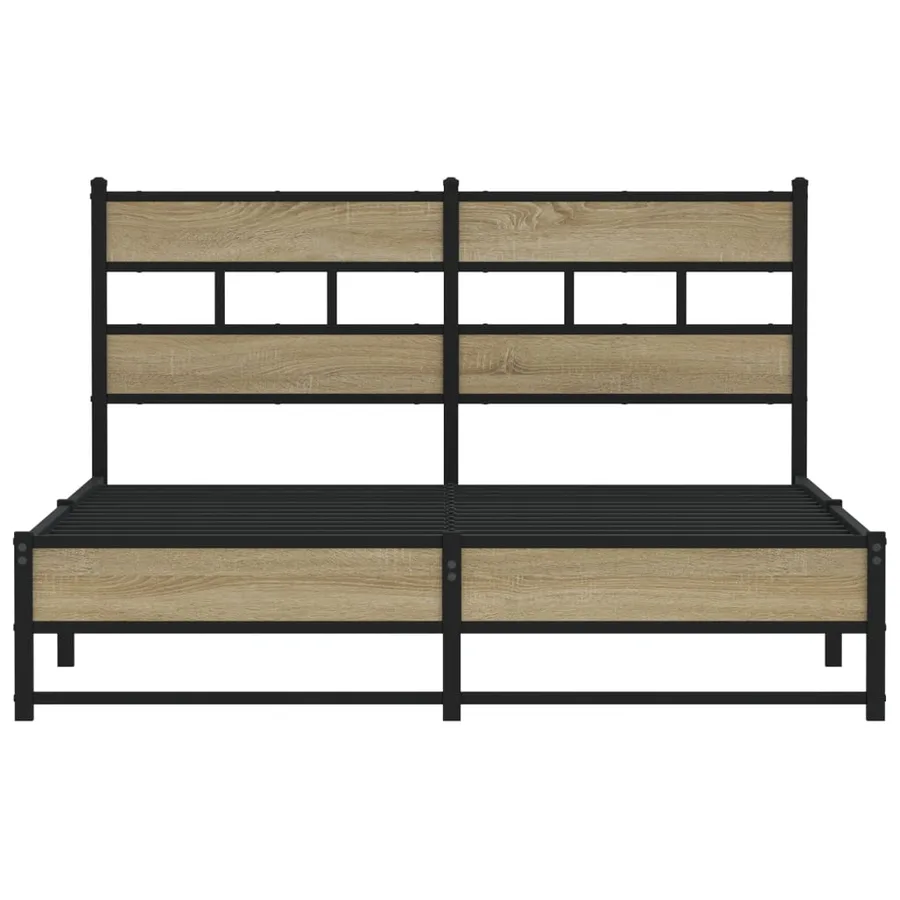 Cadre de lit en métal sans matelas chêne sonoma 135x190 cm - 4