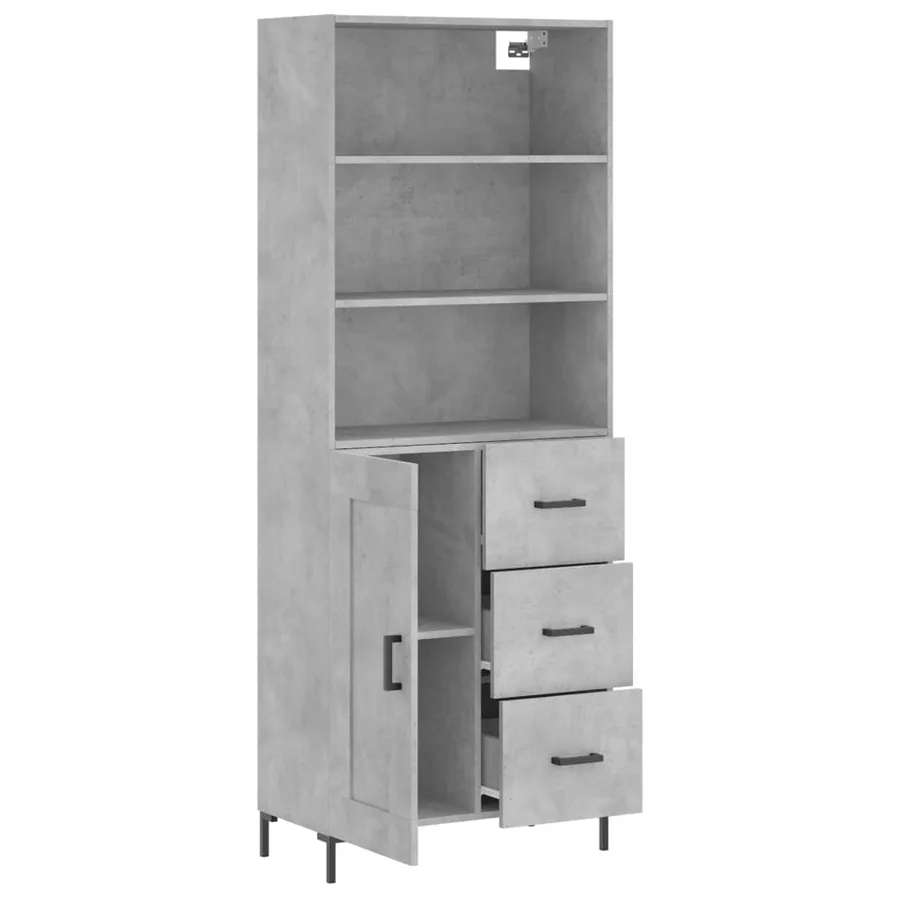 Buffet haut Gris béton 69,5x34x180 cm Bois d'ingénierie - 4