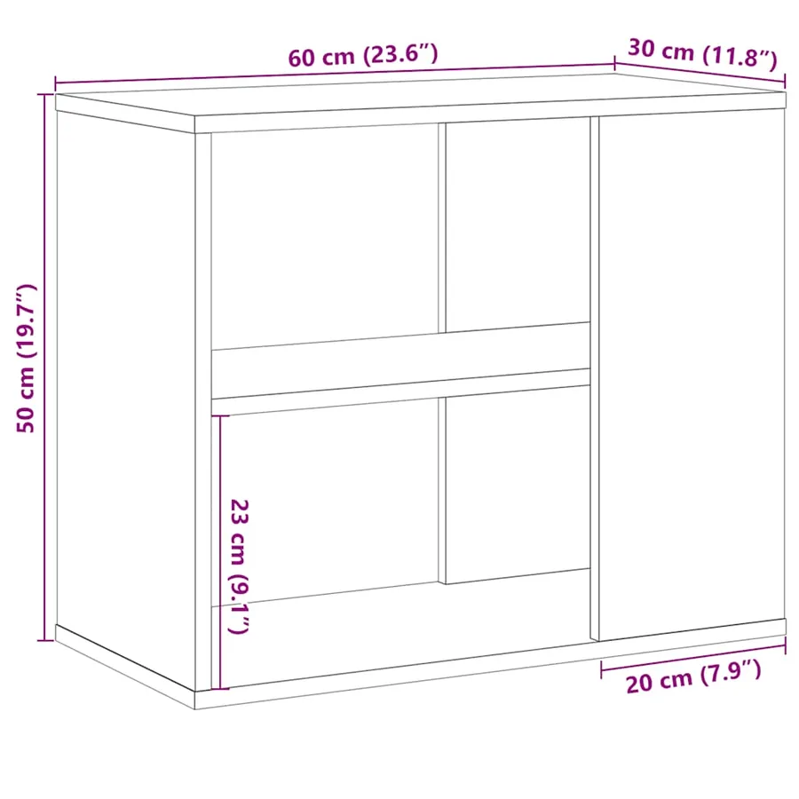 Armoire latérale chêne artisanal 60x30x50 cm bois d'ingénierie - 9