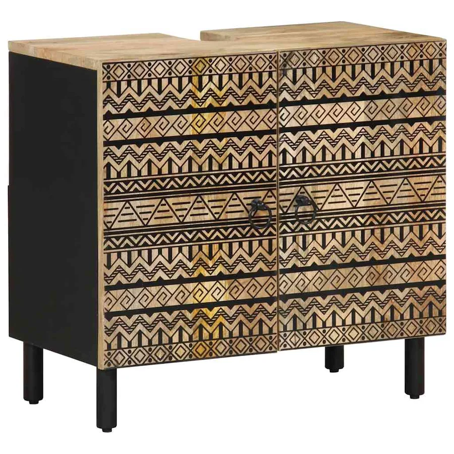 Ensemble de meubles de salle de bain 4 pcs bois manguier massif - 5