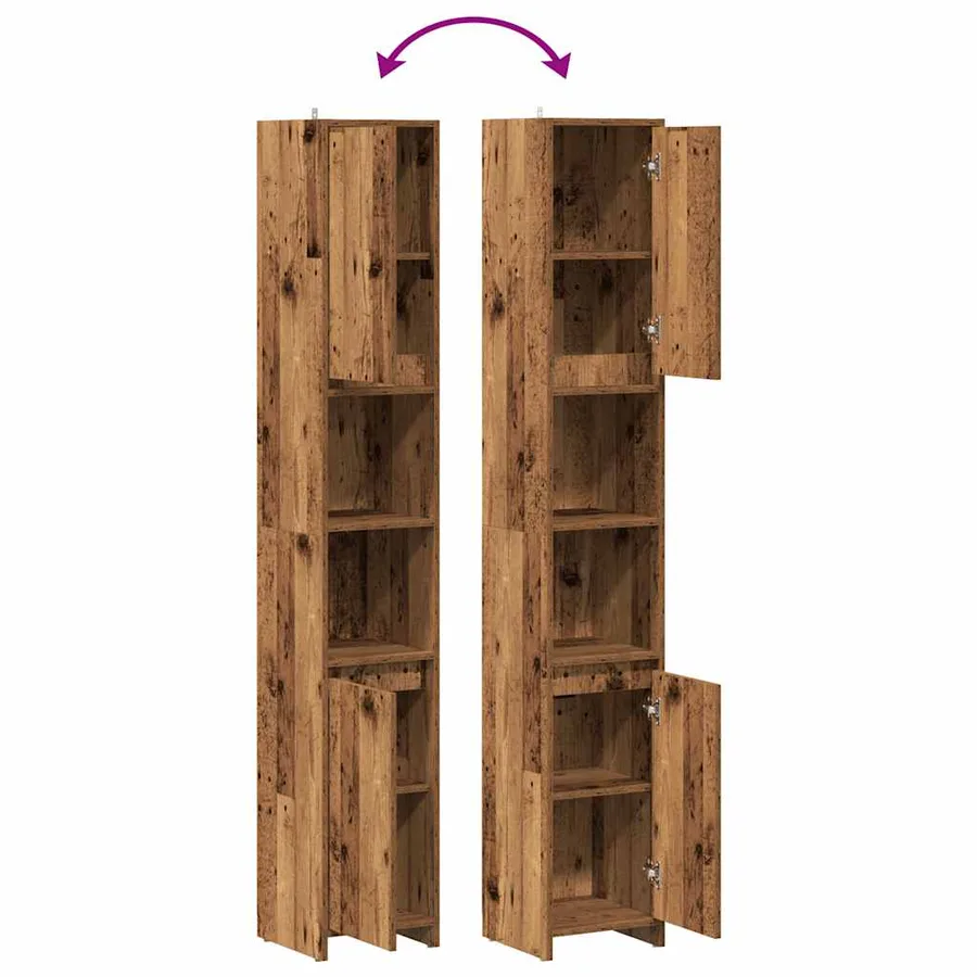 Armoire salle de bain vieux bois 30x30x183,5 cm bois ingénierie - 8