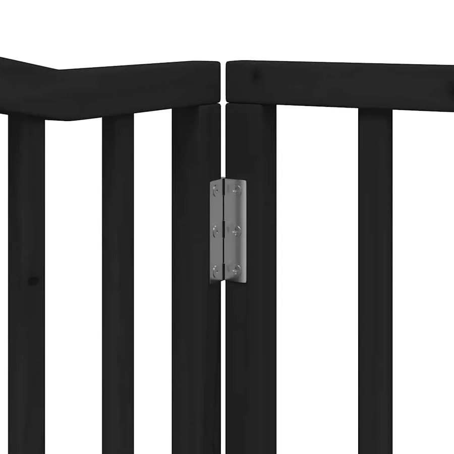 Barrière pour chiens et porte 4 panneaux noir bois de peuplier - 10