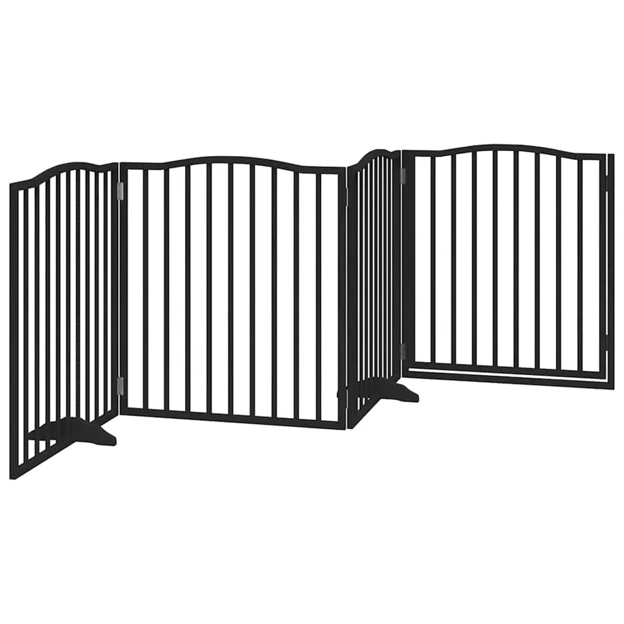 Barrière pour chiens et porte 4 panneaux noir bois de peuplier - 6
