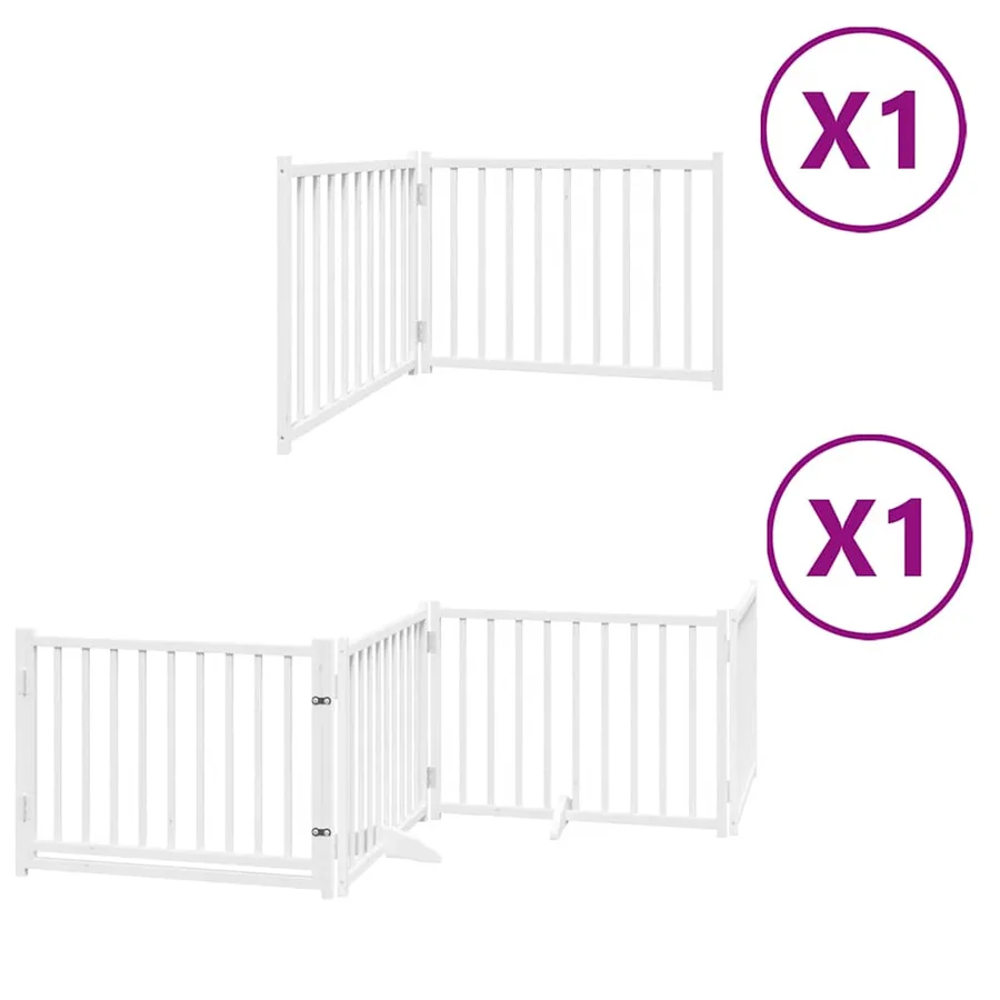 Barrière pour chien porte pliable 6panneaux blanc bois peuplier - 2