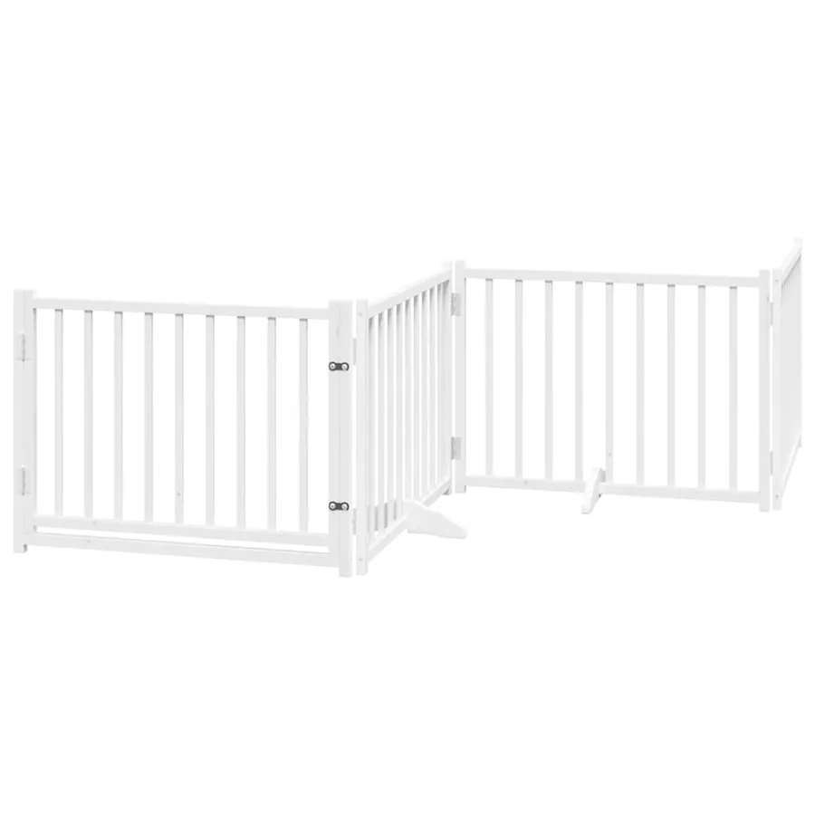 Barrière pour chien porte pliable 6panneaux blanc bois peuplier - 4