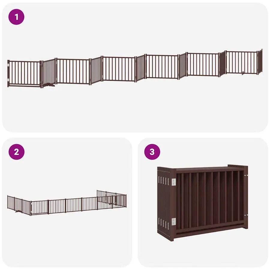 Barrière pour chien porte pliable 12 panneaux bois de peuplier - 5