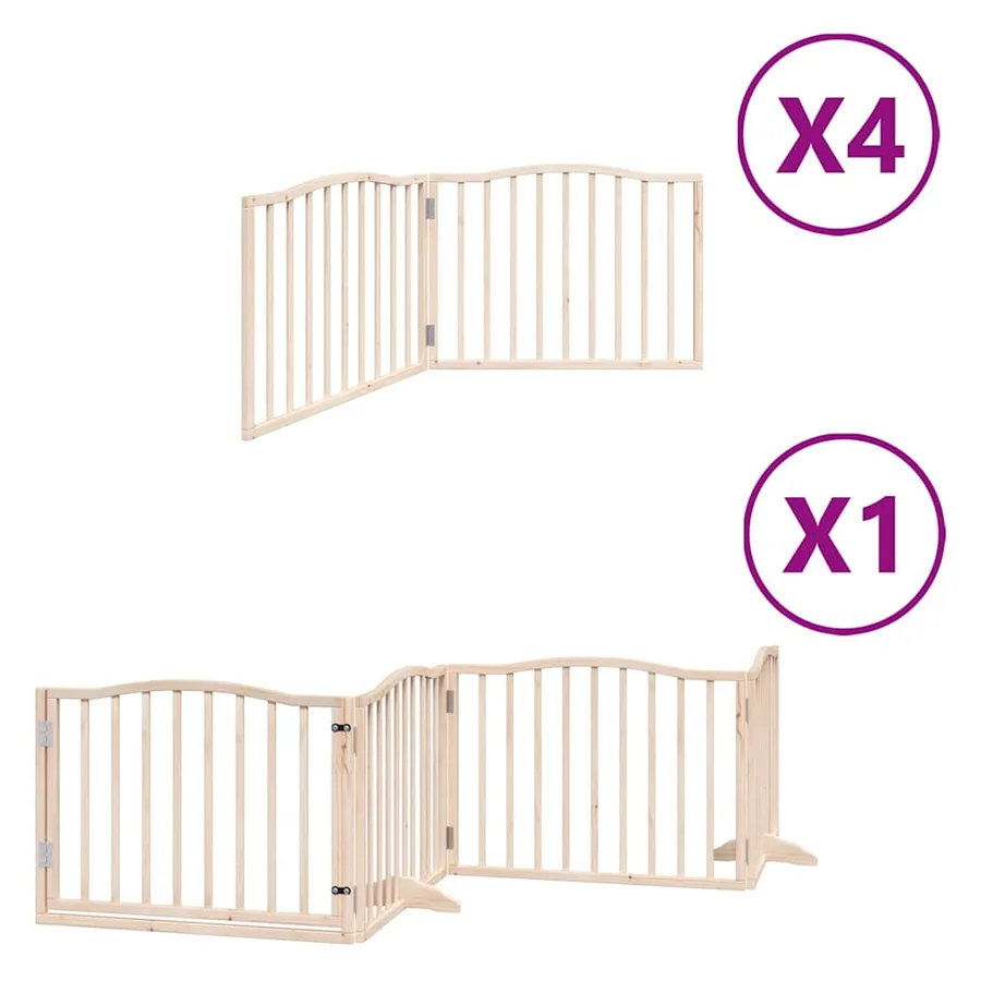 Barrière pour chien porte pliable 12 panneaux bois de peuplier - 2