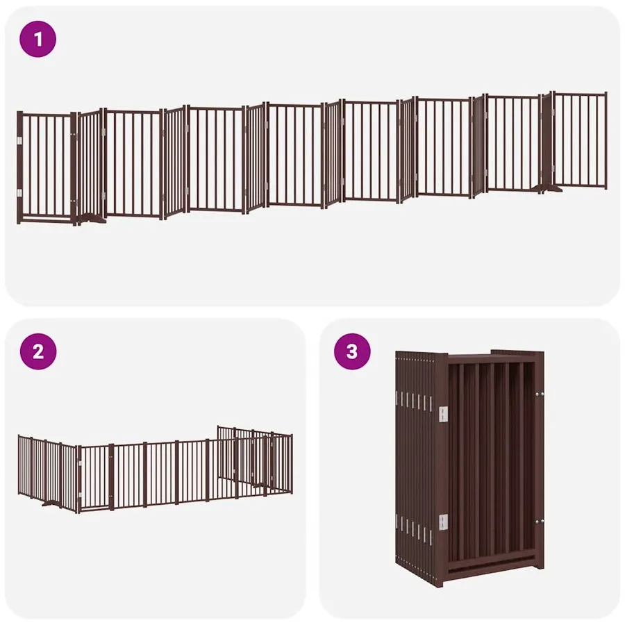Barrière pour chien porte pliable 15 panneaux bois de peuplier - 5