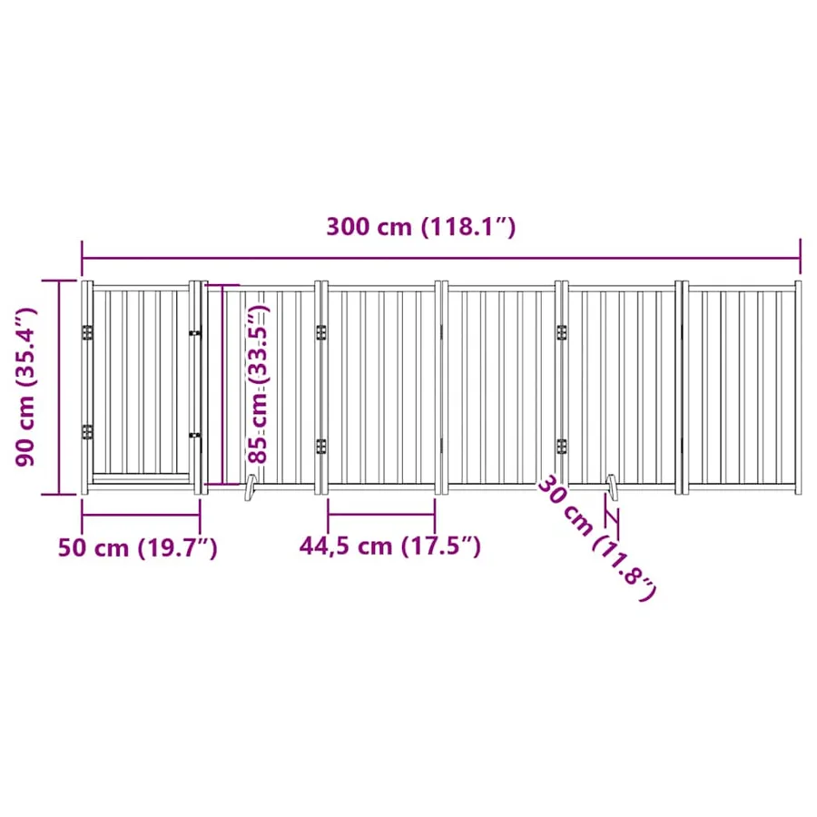 Barrière pour chien avec porte pliable 6 panneaux 300 cm Bois massif Sapin - 11