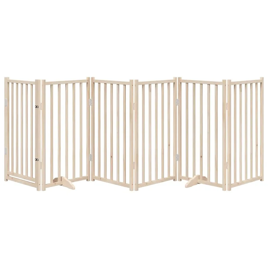 Barrière pour chien avec porte pliable 6 panneaux 300 cm Bois massif Sapin - 3