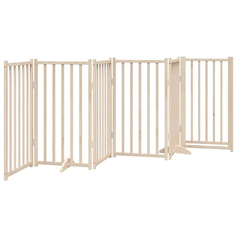 Barrière pour chien avec porte pliable 6 panneaux 300 cm Bois massif Sapin - 6