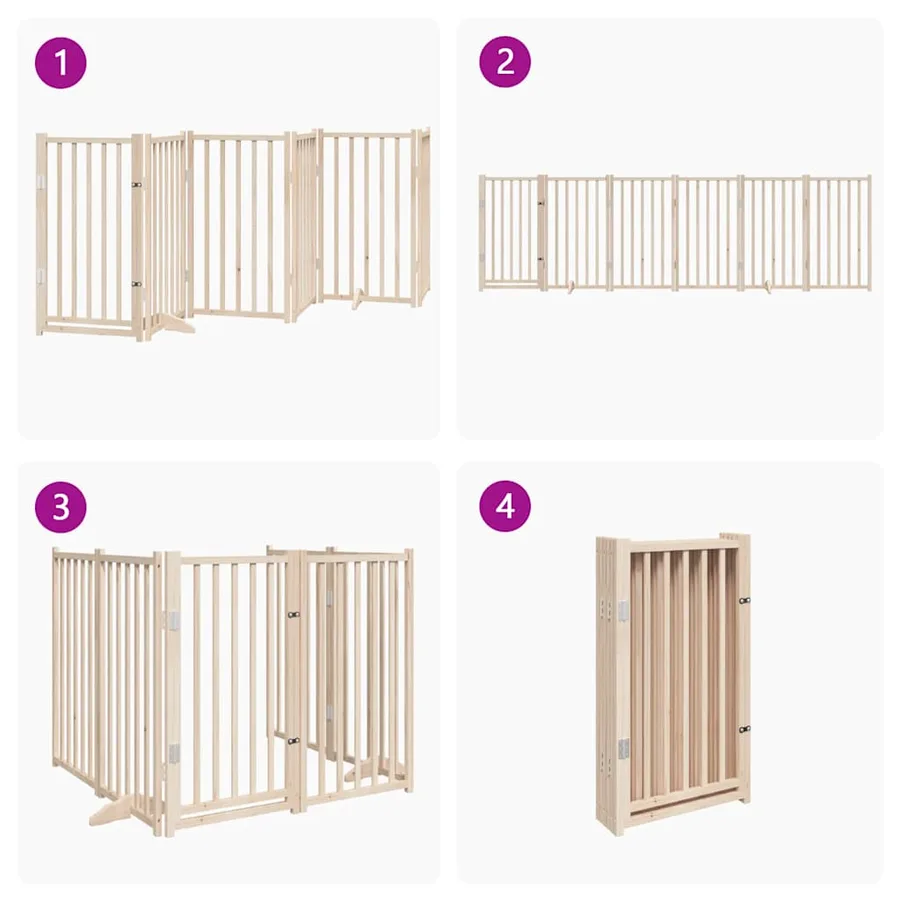 Barrière pour chien avec porte pliable 6 panneaux 300 cm Bois massif Sapin - 7