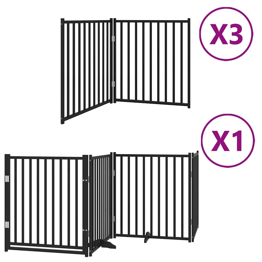 Barrière pour chien porte pliable 10panneaux noir bois peuplier - 2