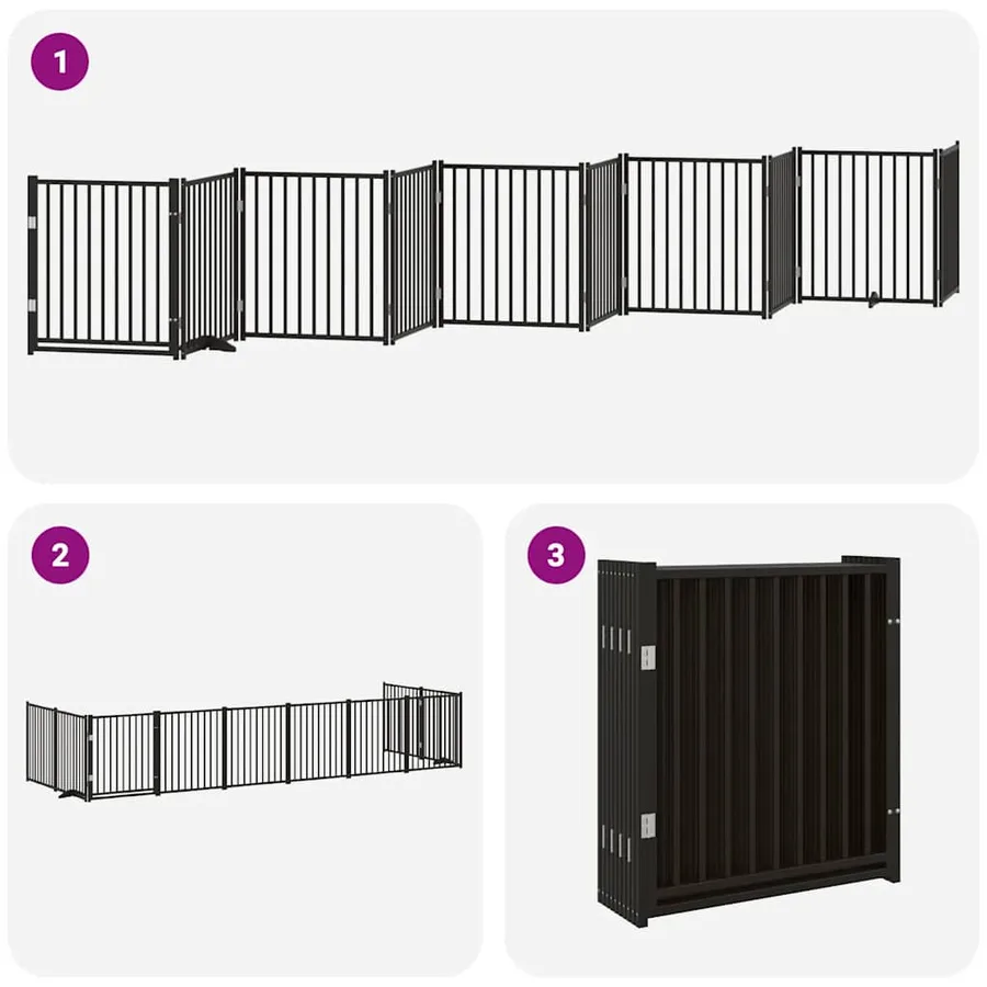 Barrière pour chien porte pliable 10panneaux noir bois peuplier - 6