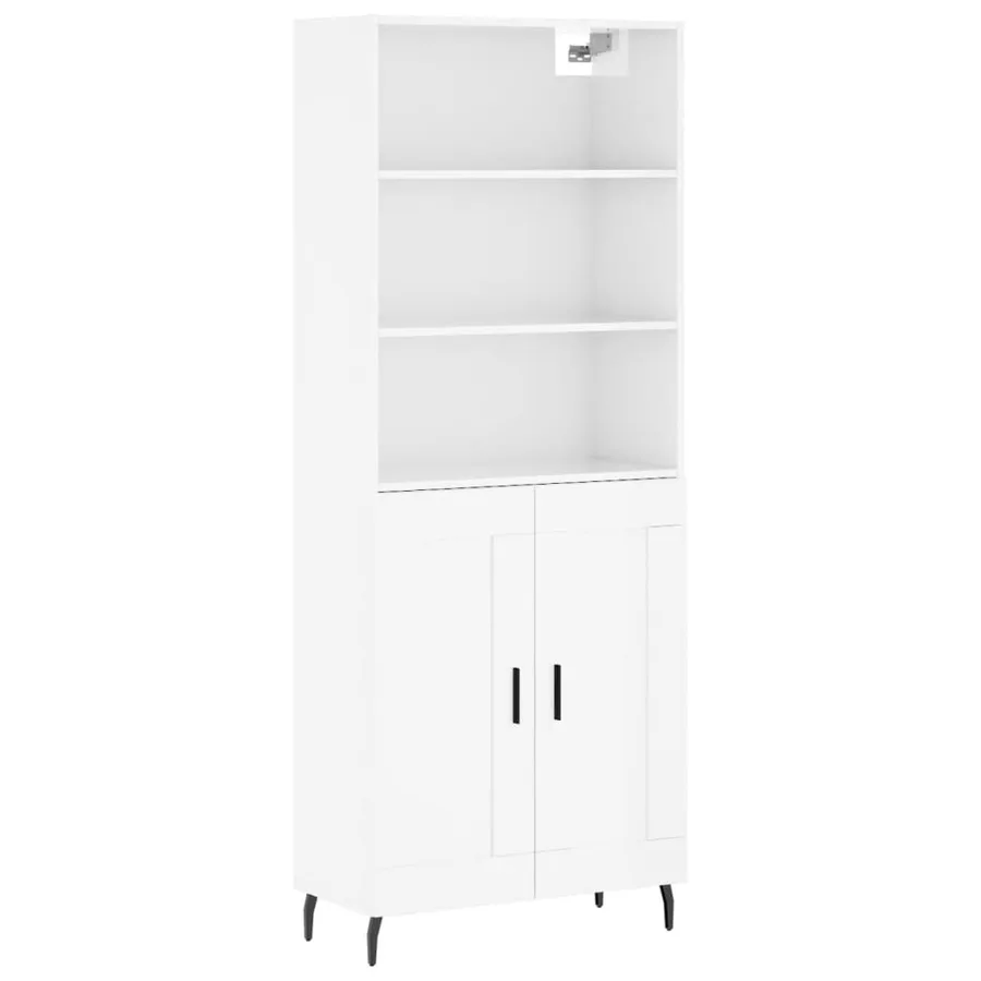 Buffet haut Blanc brillant 69,5x34x180 cm Bois d'ingénierie - 2