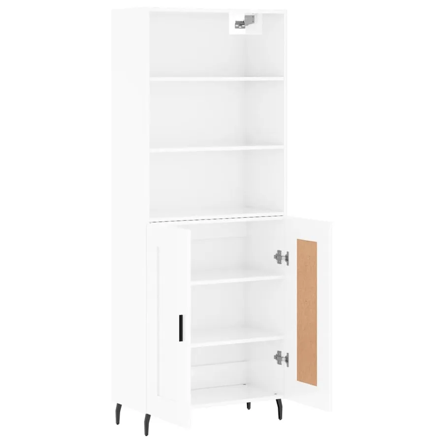 Buffet haut Blanc brillant 69,5x34x180 cm Bois d'ingénierie - 4