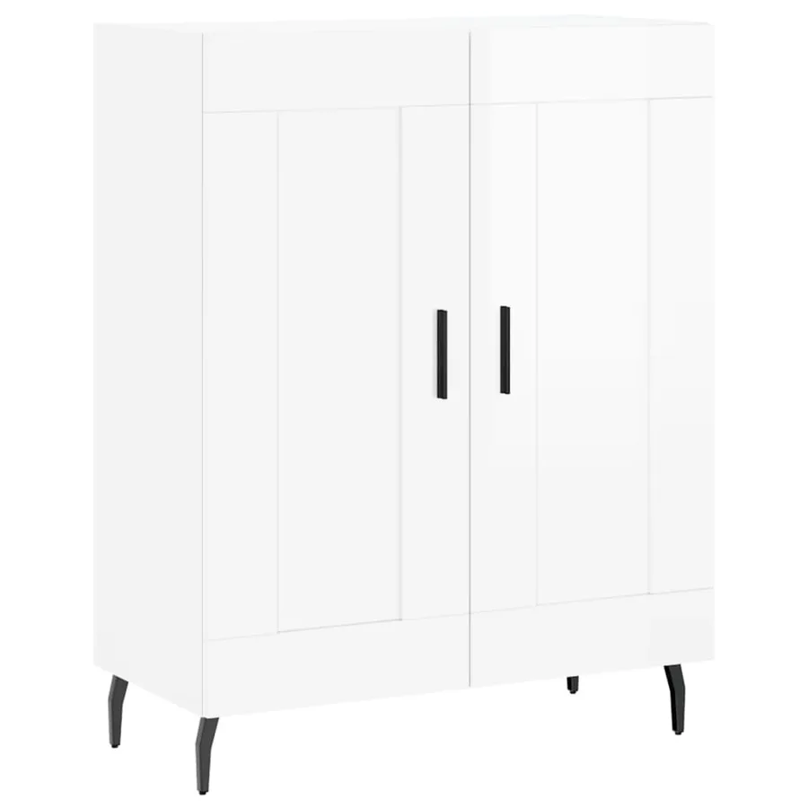 Buffet haut Blanc brillant 69,5x34x180 cm Bois d'ingénierie - 7