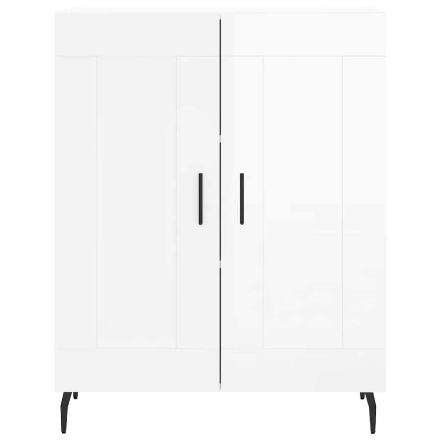 Buffet haut Blanc brillant 69,5x34x180 cm Bois d'ingénierie - 8