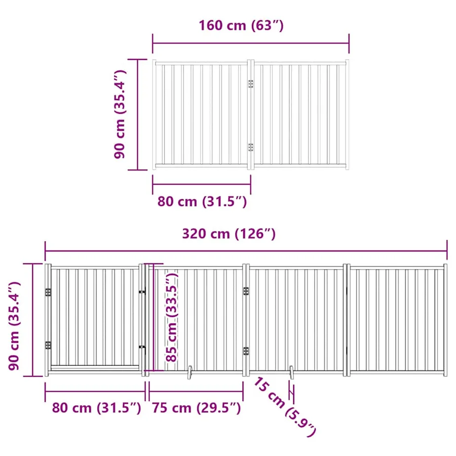 Barrière pour chien porte pliable 6 panneaux noir bois peuplier - 12