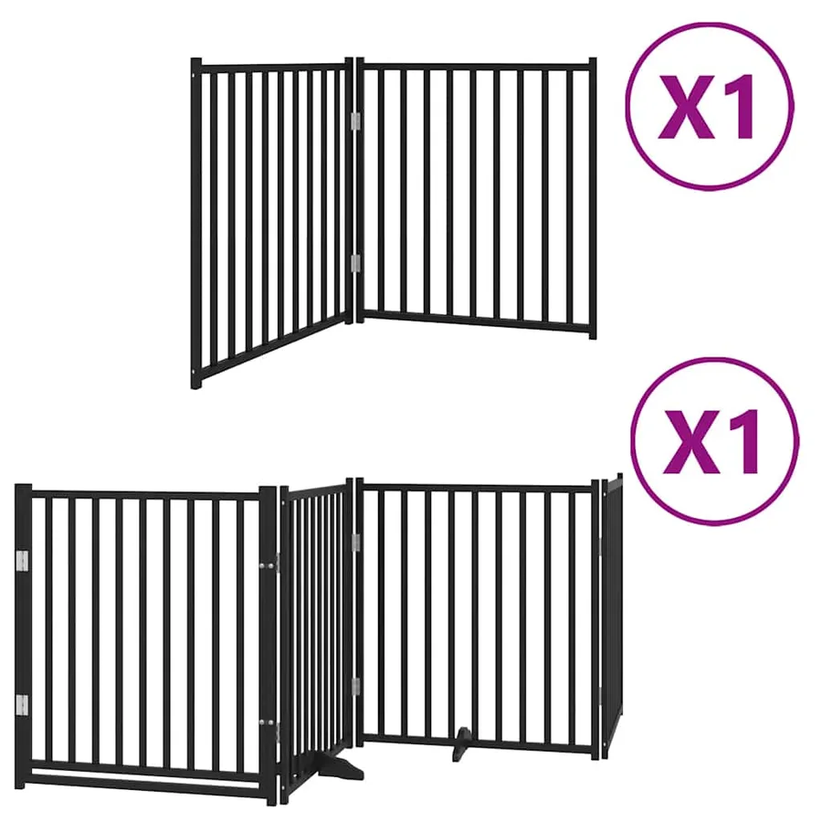 Barrière pour chien porte pliable 6 panneaux noir bois peuplier - 2
