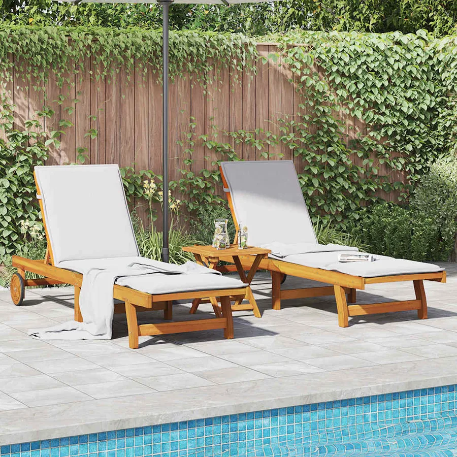 Chaises longues lot de 2 Bois d'acacia solide